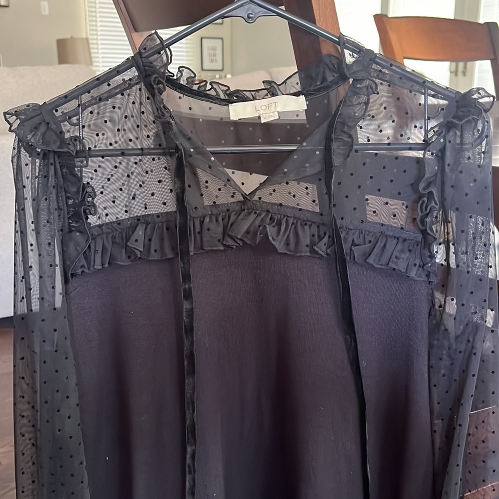 LOFT Velvet Dot Mixed Media Sweater Dress - Picture 3 of 7